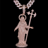 Promotion : Pendentif religieux personnalisé en argent sterling et moissanite, style hip-hop glacé, pour homme, bijoux streetwear et de fête