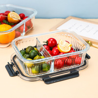 Étudiants et employés de bureau Boîte à lunch spéciale en verre Contenant pour aliments frais chauffant au micro-ondes avec couvercle fendu