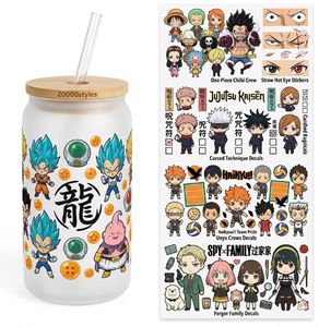 Autocollant de transfert pour gobelet 20oz, imperméable, écologique, motif dessin animé Q-style chat mignon pour fille, enveloppes de tasses UV DTF 16oz - Product Image 1