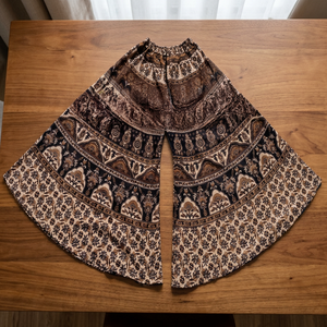 Túnica Mandala Boho Harem Palazzo de Pierna Ancha para Yoga, Danza del Vientre, Estilo Gitano, Verano, 100% Algodón Transpirable, Largo hasta la Pantorrilla, con Lazos - Product Image 3