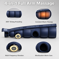 Masseur de bras à compression d'air 360° avec airbag intégral, pétrissage manuel, thérapie thermique, vibration à 3 niveaux, batterie 3000 mAh, relaxation profonde