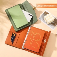 En stock, Porte-cartes et bloc-notes promotionnel haut de gamme en similicuir personnalisé, à feuilles mobiles, avec gaufrage de logo, double face