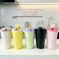 Gobelet isotherme en acier inoxydable 304 de 14 oz avec logo personnalisé, revêtement en poudre colorée, pour café, lait, voyage, cadeau, tasse à café