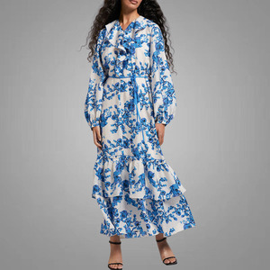 New Design <strong>Flower</strong> Print <strong>Dresses</strong> Women Dramatic Long Sleeve Maxi <strong>Dress</strong> Women <strong>Plus</strong> <strong>Size</strong> Ruffle Women's <strong>Dresses</strong> - Product Image 2