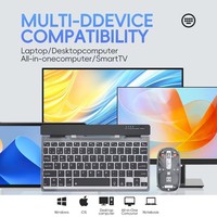 Keyboard dan Mouse Mini Nirkabel Transparan Slim Kustom dengan Lampu Latar RGB, Keyboard dan Mouse Isi Ulang untuk Laptop Tablet PC