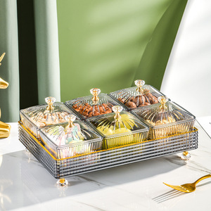 Hình chữ nhật 6 lưới container lưu trữ thực phẩm chia phục vụ Platter với nắp - Product Image 6