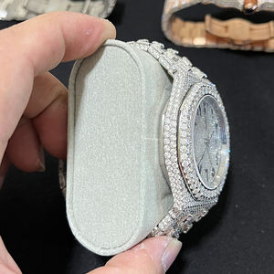 Montres automatiques en acier inoxydable avec cadran rond personnalisé, serties de diamants, style hip-hop, sans taxe, avec moissanite, pour le Moyen-Orient - Product Image 2