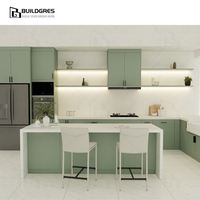 Buildgres Armoire Shaker Vert Sauge Clair Base d'Échantillon Garde-Manger Présentoir de Rangement avec Évier Armoires de Cuisine