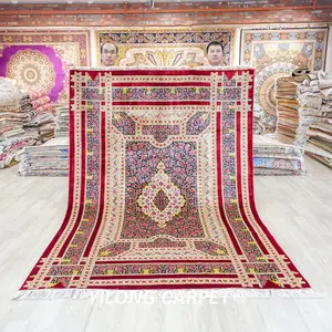 YILONG-alfombra con patrón de rosa roja, 6 'x 9', hecha a mano, China, de seda