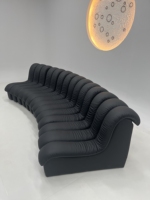 Personnalisable Moderne Ininterrompu Combinaison Serpent Tout Noir Synthétique Cuir Module Canapé Villa Meubles