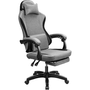 Chaise en tissu gris à dossier haut Chaise <span class=keywords><strong>Gamer</strong></span> Pro inclinable grande et haute chaise de <span class=keywords><strong>bureau</strong></span> 300 LBS réglable travail chaise de jeu <span class=keywords><strong>repose</strong></span>-pieds - Product Image 1
