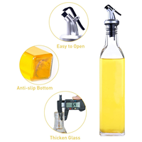 Bouteille Distributrice d'Huile d'Olive en Verre Carrée 150ml 250ml 500ml, Ensemble Distributeur de Vinaigre, Cruche à Huile et Vinaigre avec Bec Verseur en Verre