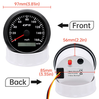 Compteur de vitesse universel pour camion, moto et tracteur 85 mm GPS 160 MPH avec jauge rétroéclairée marine