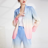 Miyake série costume dernière conception ensemble deux pièces bureau dames mode costume dégradé couleur Style décontracté deux pièces costumes