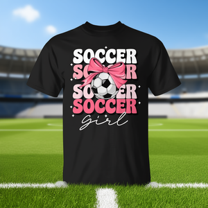 Camiseta de fútbol para niña con lazo rosa y diseño de balón de fútbol para niñas - Product Image 3