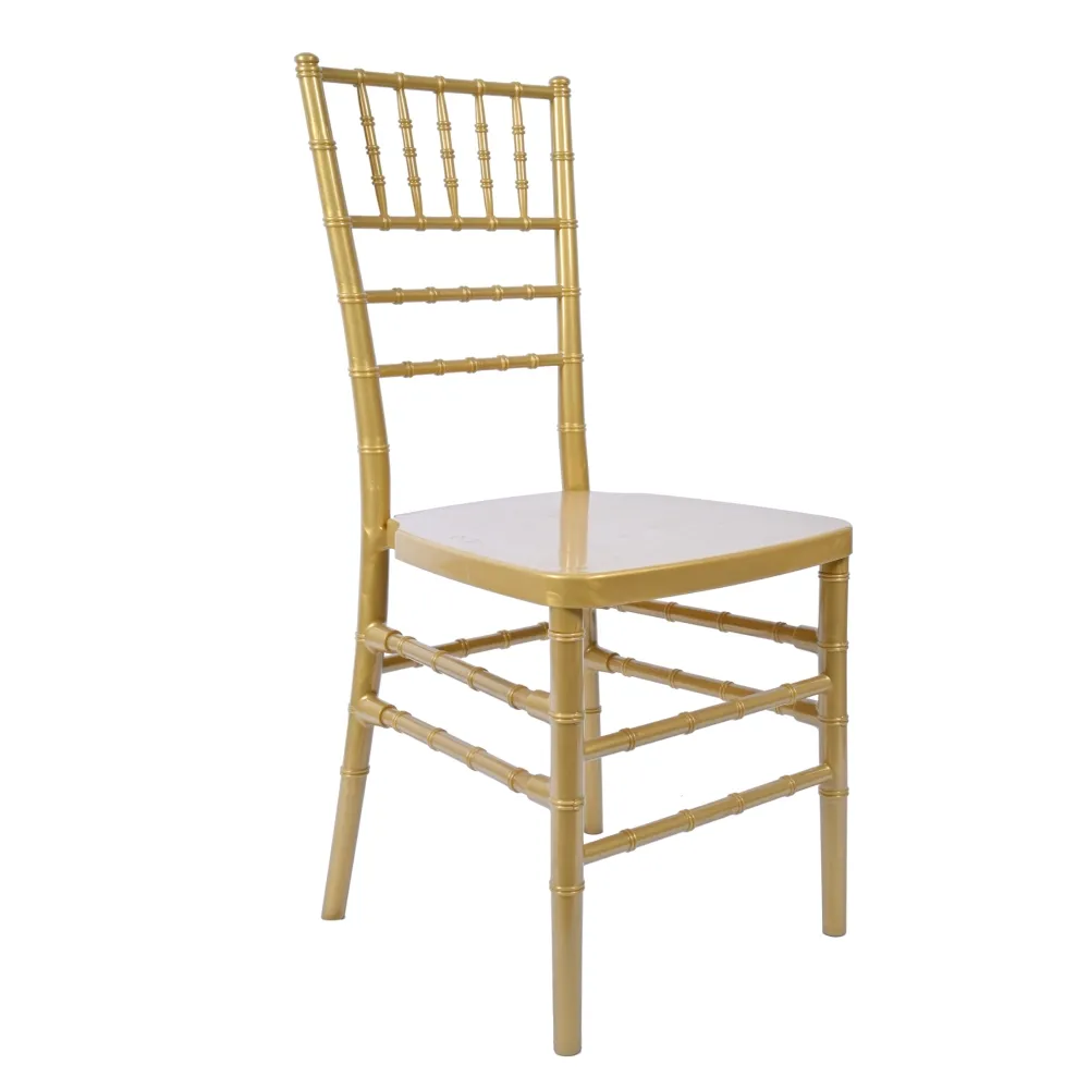 Sinofur Trending Model PC Resin Gold Chiavari Chair Can be Assemble And Stackable For Outdoor Long Time Party Use