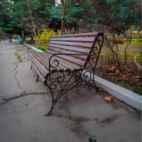 Banc de jardin contemporain en fer forgé antique, mobilier d'extérieur en métal avec glissières pour terrasse TTD
