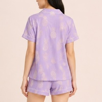 Ensemble de pyjama confortable et élégant pour femmes, manches courtes, taille élastique, décontracté, respirant, grande taille, vêtements de nuit pour femmes