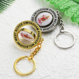 Porte-clés en métal émaillé plaqué or et argent avec rotation à 360 degrés Porte-clés rotatif en alliage de zinc en résine époxy Porte-clés personnalisé - Product Image 4