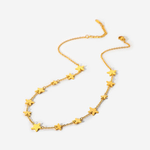Collar con Colgante de Joyería, Chapado <span class=keywords><strong>en</strong></span> Oro de 14K, Acero Inoxidable, Collar con Colgante de Estrella de Hilo Dorado Multicapa, Joyería Femenina - Product Image 5