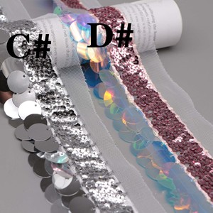 Diy Sewing Dress <strong>Sequined</strong> Lace Tassel Fringe Trims Beaded <strong>Mesh</strong> <strong>Trimming</strong> Fabric for Costume 7cm Wide - Product Image 5