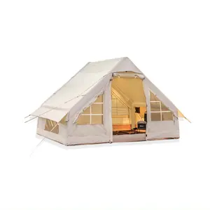 ポンプグランピングテント付きインフレータブルキャンプテントメッシュドア付きキャビンテント