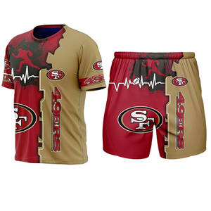 Cheap Summer 2-Piece Set Outfits Custom Shirt and <strong>Shorts</strong> 49ers Steelers Men Football Team <strong>Short</strong> Sets - Product Image 4
