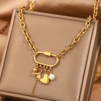 Collier en acier inoxydable avec chaînes épaisses et pendentifs en forme de cœur pour femmes, accessoires tendance imperméables pour le cou, bijoux de mode
