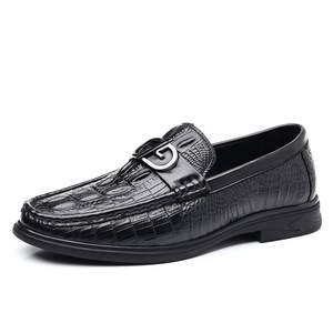 Mocasines de Cuero Casuales de Negocios para Hombre, Diseño de Cocodrilo, Sin Cordones, Tacón Bajo, Color Negro y Marrón, Zapatos de Conducir para Adultos - Product Image 5
