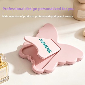 Miroir de maquillage portable en forme de cœur style papillon, logo personnalisable, miroir de retouche haute définition - Product Image 4