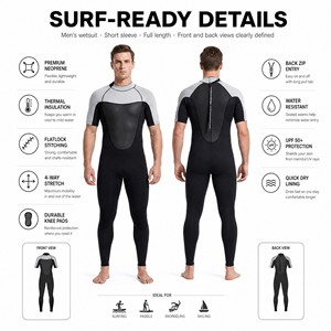 Combinaison de plongée en néoprène <span class=keywords><strong>Bestdive</strong></span> 2 mm à manches courtes pour homme, avec logo personnalisé, idéale pour le surf, la plongée, le snorkeling et les sports nautiques - Product Image 3