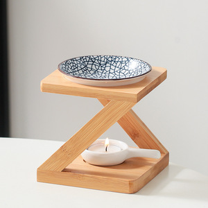 Support <span class=keywords><strong>de</strong></span> bougie en bambou pour aromathérapie, qualité export, pour huiles essentielles et encens, modèle floral, pour l'exportation - Product Image 3