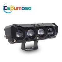Phare auxiliaire LED à 4 lentilles pour moto, faisceau blanc et jaune Hi-Lo, mini projecteur à quatre yeux pour moto, VTT, tout-terrain, SUV