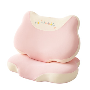 Oreiller en mousse à mémoire de forme en forme de chat, rafraîchissant pour enfant, fermeté moyenne, housse amovible, lavable en machine - Product Image 1