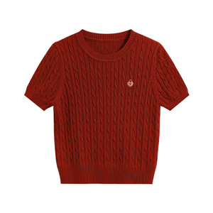 Pull-over en maille de haute qualité pour femme, style coréen, avec logo personnalisé brodé, col rond, vente en gros, usine de vêtements - Product Image 5