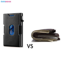 Portefeuille fin minimaliste pour homme, portefeuille en métal avec blocage RFID, pince à billets, étui pour cartes bancaires en aluminium