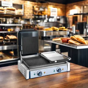 Lebensmittelmaschinen industrieller elektrischer Toaster Panini-Grillpresse rauchfrei