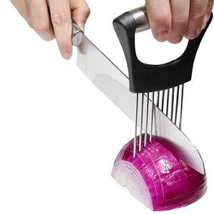 Aguja de cebolla de acero inoxidable duradera, mango cómodo, herramienta de corte de cocina, operación Manual, asistente de rebanada de alimentos - Product Image 1