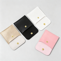 Étui à bijoux de voyage en cuir PU, pochette à bijoux avec fermeture à rabat et bouton-pression, 8x8cm, carré, pour boutique de loisirs et vente au détail de bijoux