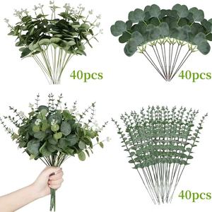 Hỗn Hợp Nhân Tạo Nhựa Bạch Đàn Lá Và Hạt Giống Bạch Đàn Thân Cây Màu Xanh Lá Cây Bạc Đô La Nhà Máy Chi Nhánh Cho Cô Dâu Bó Hoa - Product Image 4