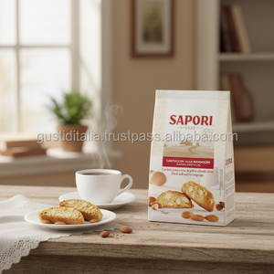 Sapori Almond <b>Chocolate</b> Flavored Sweet Sugar Wafer Cantuccini Cookies Semi-Hard Texture 12-Month Shelf Life Certified HACCP/IFS - Product Image 3