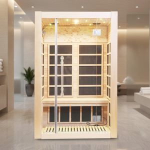 ห้องซาวน่าอินฟราเรดแบบคู่ พร้อมแผงควบคุม WIFI ห้องซาวน่าในร่มพร้อมกระจก ขายดีที่สุดในสหรัฐอเมริกา - Product Image 1