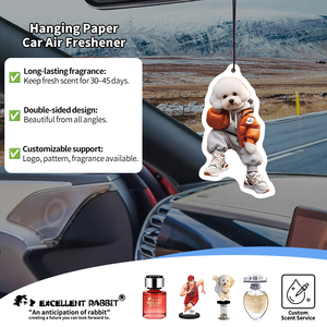 <span class=keywords><strong>Désodorisant</strong></span> de <span class=keywords><strong>voiture</strong></span> suspendu, carte parfumée, motif chien mignon, parfum végétal, 18% d'huiles essentielles, élimination longue durée des odeurs, OEM ODM - Product Image 2