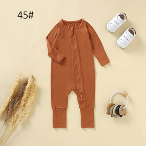 Ropa de Bebé al por Mayor, Pijama de Jersey Sólido con Cierre para Bebés, Mameluco de Bambú para Bebés - Product Image 3