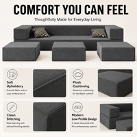 Ensemble de canapés modulaires extensibles et convertibles modernes et minimalistes avec ottomanes, canapé sectionnel personnalisé OEM en tissu microfibre pour hôtel