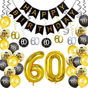Set di Palloncini e Striscione di Lusso Ecologici e Durevoli per <span class=keywords><strong>Compleanno</strong></span>, Decorazioni per Feste in Nero e Oro per 18°, <span class=keywords><strong>20</strong></span>°, 30°, 40°, 50° <span class=keywords><strong>Compleanno</strong></span> - Product Image 6