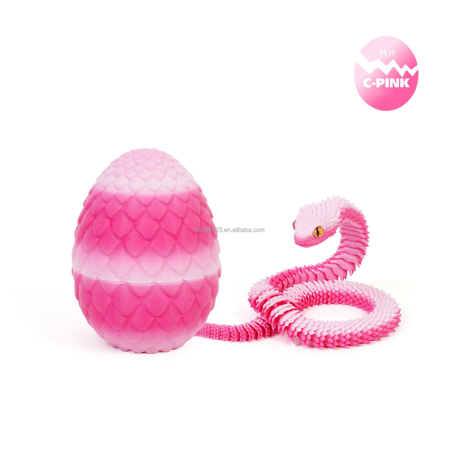 Oeuf de dragon 8,5 cm + Vipère 30 cm - Rose Sucette