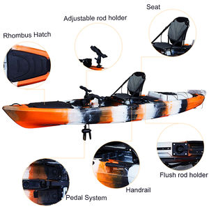 Canoa de Pesca Individual de 13.6 pies con Asiento en la Parte Superior, Motor de Pedal de Hélice Única, Motor <span class=keywords><strong>El</strong></span>éctrico para Kayak, Casco de Plástico, Bote Portátil - Product Image 6