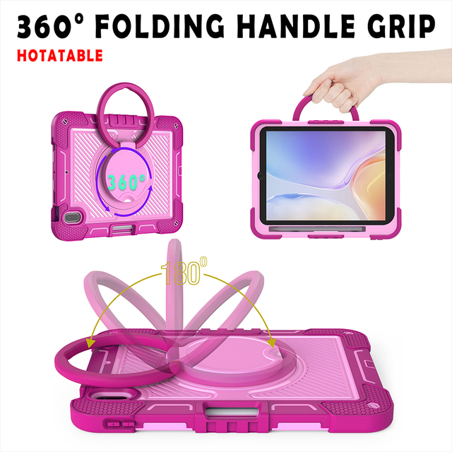 360° Rotating Hand Strap Stand Pen Holder Shoulder Strap Shockproof Heavy Duty Tablet Case