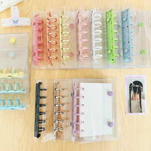 Rộng A7 bơm lại Tạp Chí Chất kết dính Bìa rõ ràng PVC kế hoạch vỏ đôi Snap Nút đóng cửa Macaron Vòng rời Lá Trường hợp nộp hồ sơ - Product Image 4